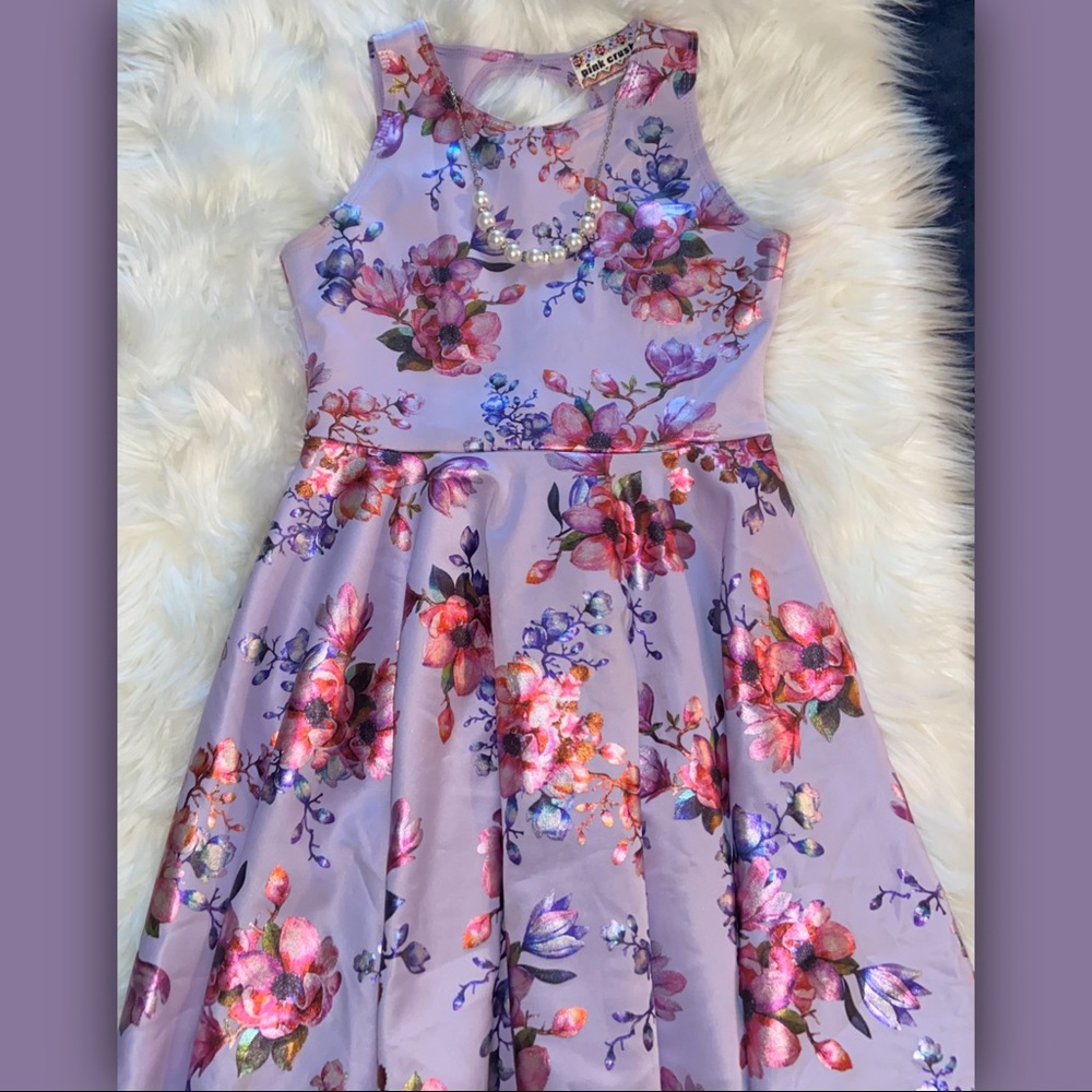 GIRL FLORAL DRESS 🟣 PINK CRUSH SIZE 12